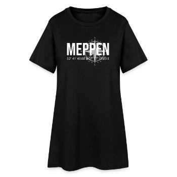 Koordinaten Meppen - Frauen T-Shirt-Kleid - Schwarz - Vorne