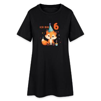 6.Geburtstag Fuchs Füchse Jungen Mädchen 6 Jahre - Frauen T-Shirt-Kleid - Schwarz - Vorne