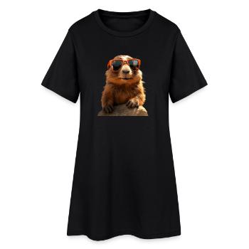 Marmotte avec lunettes de soleil Rongeur Écureuil terrestre - Robe T-shirt Femme - noir - Devant