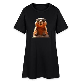 Marmotte avec lunettes de soleil Rongeur Écureuil terrestre - Robe T-shirt Femme - noir - Devant