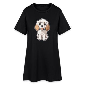 Chien mignon - Robe T-shirt Femme - noir - Devant