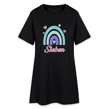 7. Geburtstag Regenbogen Vintage - Frauen T-Shirt-Kleid - Schwarz - Vorne