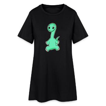 Dino Motiv Dinosaurier - Frauen T-Shirt-Kleid - Schwarz - Vorne