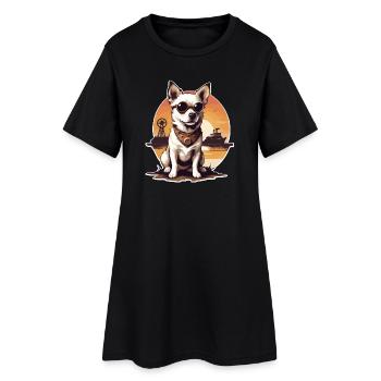 Chien steampunk - Robe T-shirt Femme - noir - Devant
