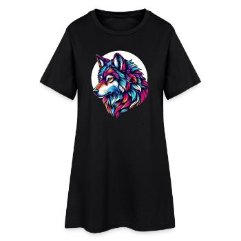 Loup - Robe T-shirt Femme - noir - Devant
