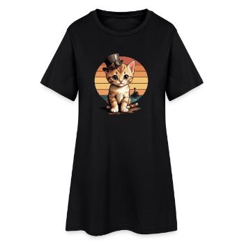 Chat steampunk - Robe T-shirt Femme - noir - Devant