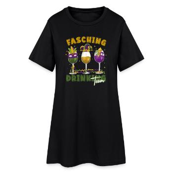 Fasching Karneval Drink Team Masken Gläser - Frauen T-Shirt-Kleid - Schwarz - Vorne