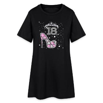 Conception du 18e anniversaire - Robe T-shirt Femme - noir - Devant