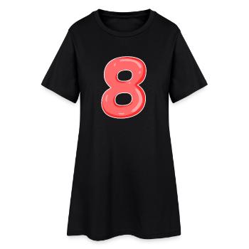 8 Nombre en rouge - Robe T-shirt Femme - noir - Devant