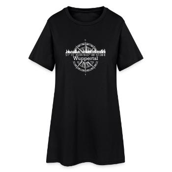 Koordinaten Wuppertal - Frauen T-Shirt-Kleid - Schwarz - Vorne