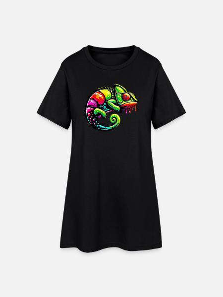 Chamäleon - Frauen T-Shirt-Kleid - Schwarz