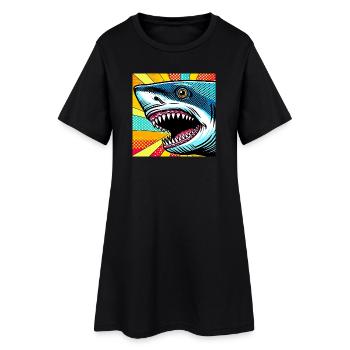 Hai Pop Art - Frauen T-Shirt-Kleid - Schwarz - Vorne