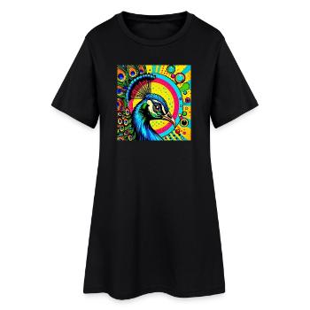 Paon Pop Art - Robe T-shirt Femme - noir - Devant