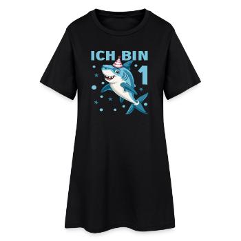 Lustig Hai 1 Geburtstag Haie 1 Kindergeburtstag - Frauen T-Shirt-Kleid - Schwarz - Vorne