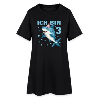 3 Geburtstag Haie 3 Jahre Kinder Jungen Hai Spruch - Frauen T-Shirt-Kleid - Schwarz - Vorne