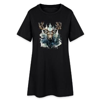 Deer in the Forest Watercolors - Women’s T-Shirt Dress - black - Front