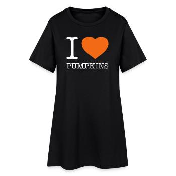 I LOVE PUMPKINS Kürbis Kürbisse - Frauen T-Shirt-Kleid - Schwarz - Vorne