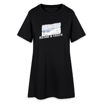 Nature is calling Winter - Frauen T-Shirt-Kleid - Schwarz - Vorne