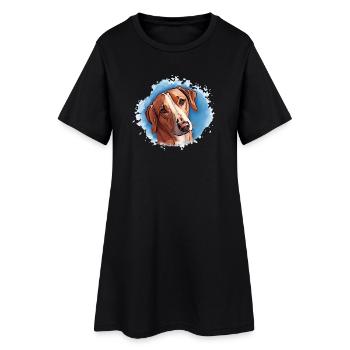 Chien SAVEBRACKE Chien de chasse Turquoise Aquarelle Design - Robe T-shirt Femme - noir - Devant