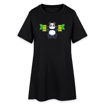 Panda Bodybuilder Barbell Bodybuilding - Robe T-shirt Femme - noir - Devant