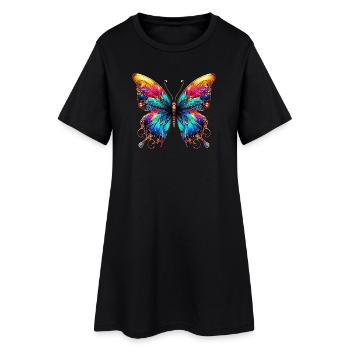 Schmetterling - Frauen T-Shirt-Kleid - Schwarz - Vorne