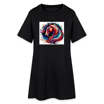 Cheval - Robe T-shirt Femme - noir - Devant
