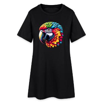 Papagei - Frauen T-Shirt-Kleid - Schwarz - Vorne