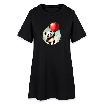 Panda Bear with Balloon - Women’s T-Shirt Dress - black - Front