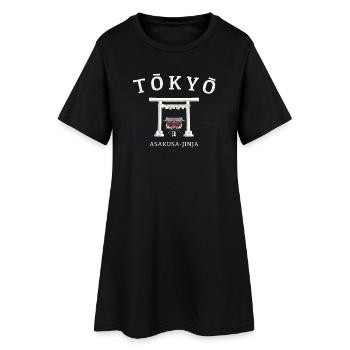 Tokyo, Japan, Torii Asakusa- jinja Handzeichnung - Frauen T-Shirt-Kleid - Schwarz - Vorne