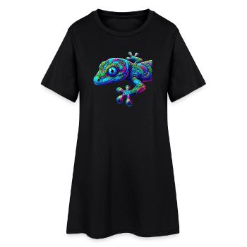 Gecko - Frauen T-Shirt-Kleid - Schwarz - Vorne