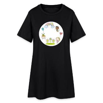 Ballon floral arc-en-ciel assorti pour enfants - Robe T-shirt Femme - noir - Devant