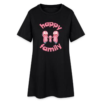 Playful family motifs with colourful figures - Women’s T-Shirt Dress - black - Front