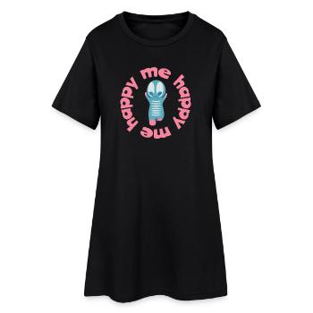 Figure ludique avec texte devise happy me - Robe T-shirt Femme - noir - Devant