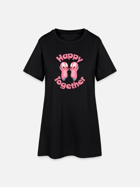 Personnages joyeux avec du cœur - Robe T-shirt Femme - noir