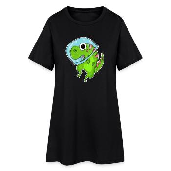 Dino Motif Dinosaure Espace Astronauat - Robe T-shirt Femme - noir - Devant