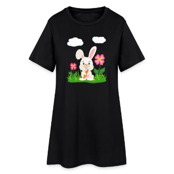 Lapin mignon avec lapin de carotte lapin lapin lapin de Pâques - Robe T-shirt Femme - noir - Devant