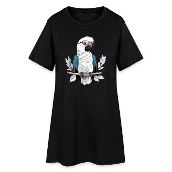 Papagei mit Brille - Frauen T-Shirt-Kleid - Schwarz - Vorne