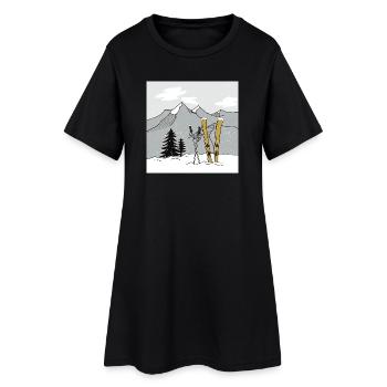Skiing in winter in the mountains - Women’s T-Shirt Dress - black - Front