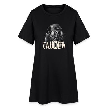 Taucher - Frauen T-Shirt-Kleid - Schwarz - Vorne