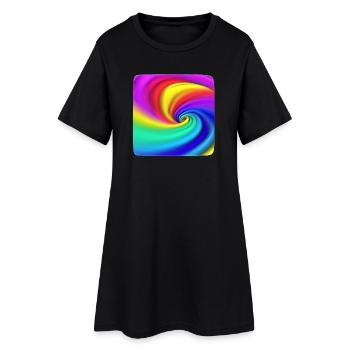 Regenbogenwirbel Farbenspiel - Frauen T-Shirt-Kleid - Schwarz - Vorne