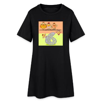 6th Birthday - Six-Year-Old - Chicken Coop - Women’s T-Shirt Dress - black - Front