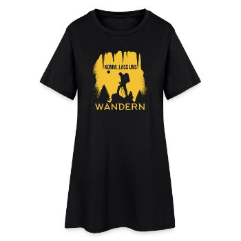 Komm, lass uns wandern - Frauen T-Shirt-Kleid - Schwarz - Vorne