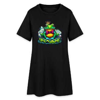 Grenouille à la couronne du roi - Robe T-shirt Femme - noir - Devant