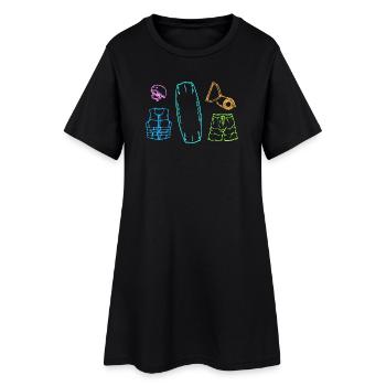 Ski nautique, Sports nautiques, Planche de surf, Wakeboard, Surf - Robe T-shirt Femme - noir - Devant