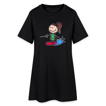 Planche de surf, Wakeboard, Vague, Surf, Sports nautiques - Robe T-shirt Femme - noir - Devant
