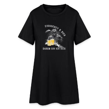 Eishockey & Bier, darum bin ich hier - Frauen T-Shirt-Kleid - Schwarz - Vorne