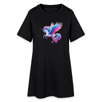 Einhorn (02) - Frauen T-Shirt-Kleid - Schwarz - Vorne