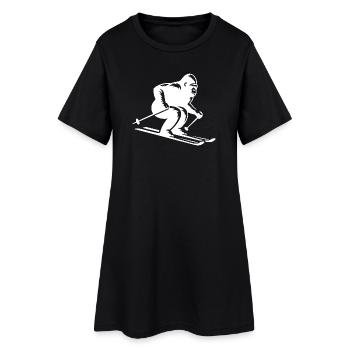Affe Gorilla Schimpanse Ski Silhouette Design - Frauen T-Shirt-Kleid - Schwarz - Vorne