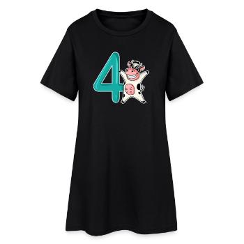 4. Geburtstag Motiv Kuh - vier Jahre alt - Frauen T-Shirt-Kleid - Schwarz - Vorne