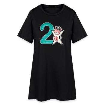2nd Birthday Motif Cow - Two Years Old - Women’s T-Shirt Dress - black - Front